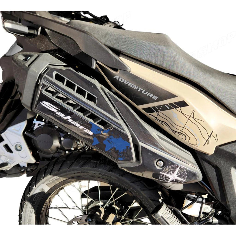 Upgrade Visual para sua Moto – Adesivo Protetor Escapamento 3D Sahara 300